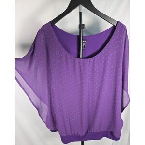 Torrid Purple Gold Metallic Dot Chiffon Overlay Dolman Top Sz 3X Glam Date Night